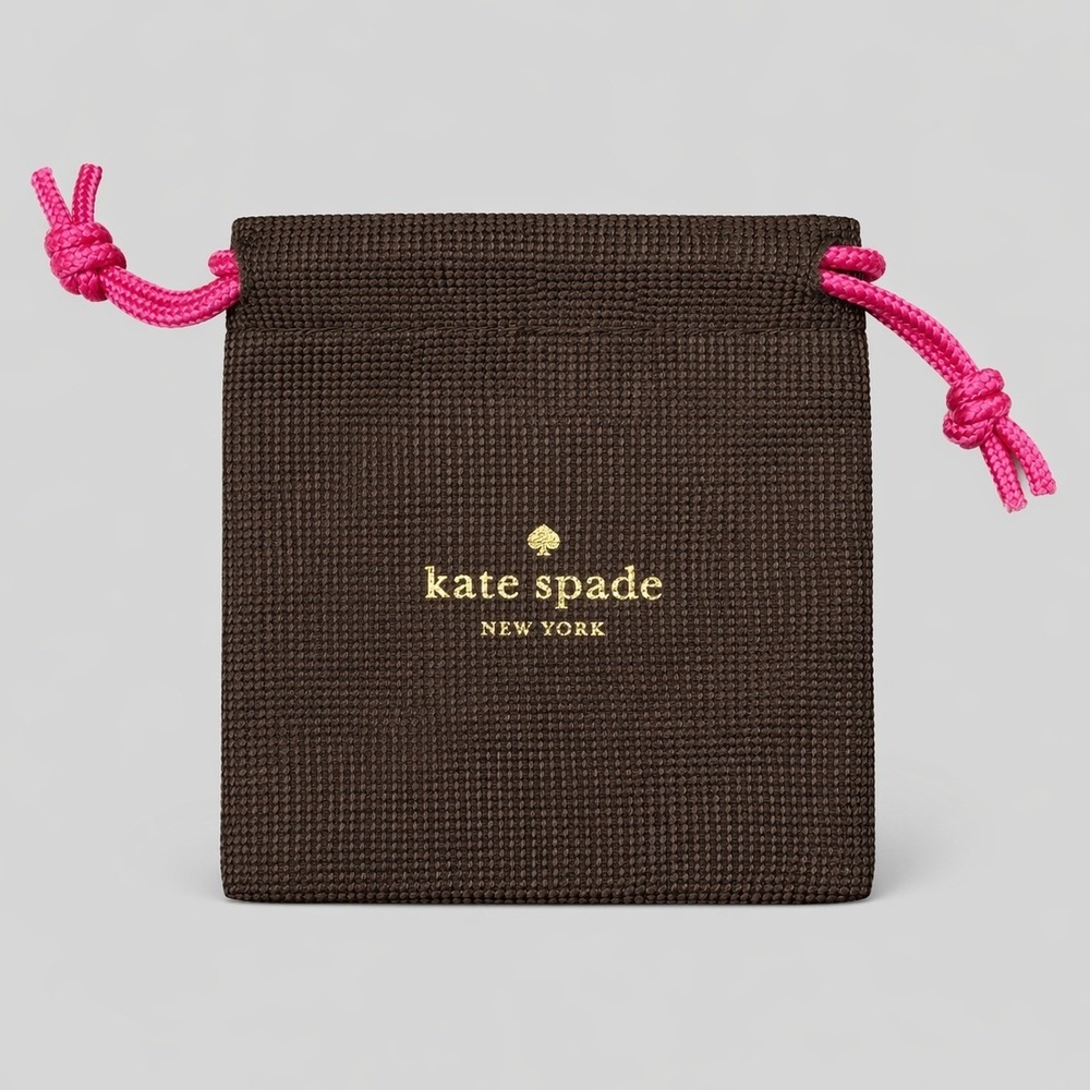 Kate Spade New York Brown Textured Jewelry Pouch Hot Pink Drawstring 3.5x3.5